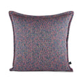 Cushion KULURI 50x50 in shades of purple with a colorful pattern and palette.