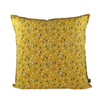Almofada MUDELL 45x45 Algodão Amarelo Mostarda com folhas coloridas