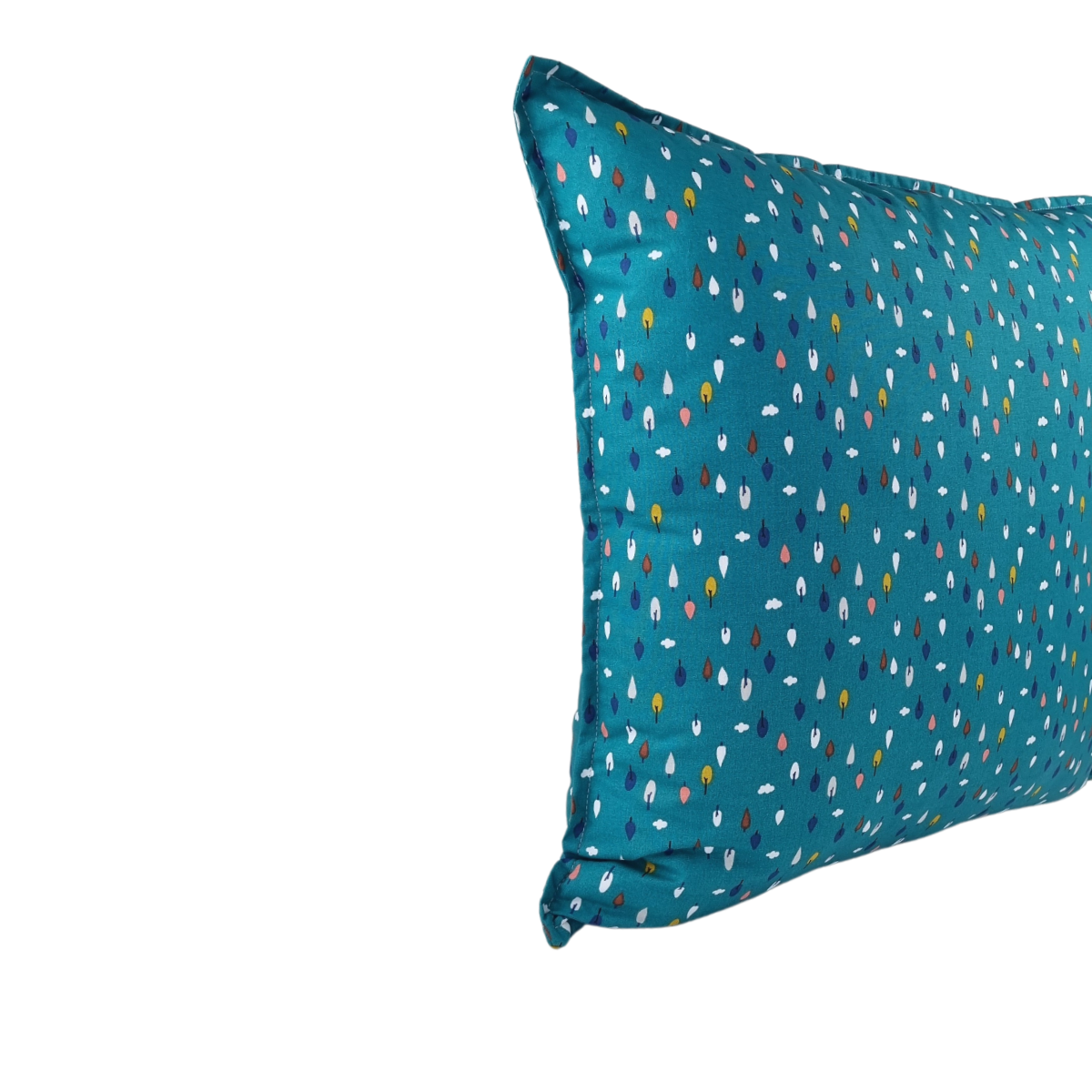 MUDELL Cushion 45x45 Cotton Blue Green with colorful leaves