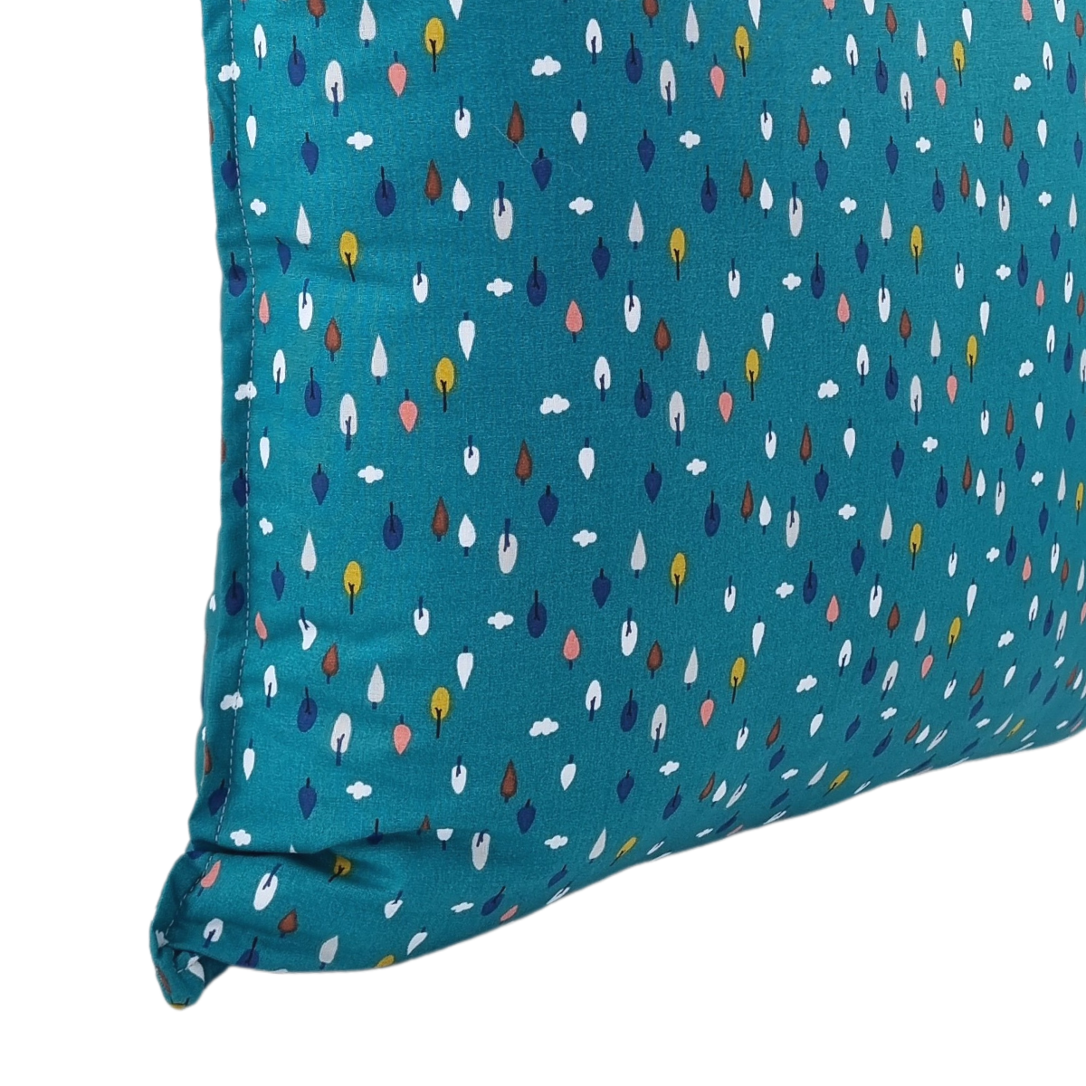 MUDELL Cushion 45x45 Cotton Blue Green with colorful leaves