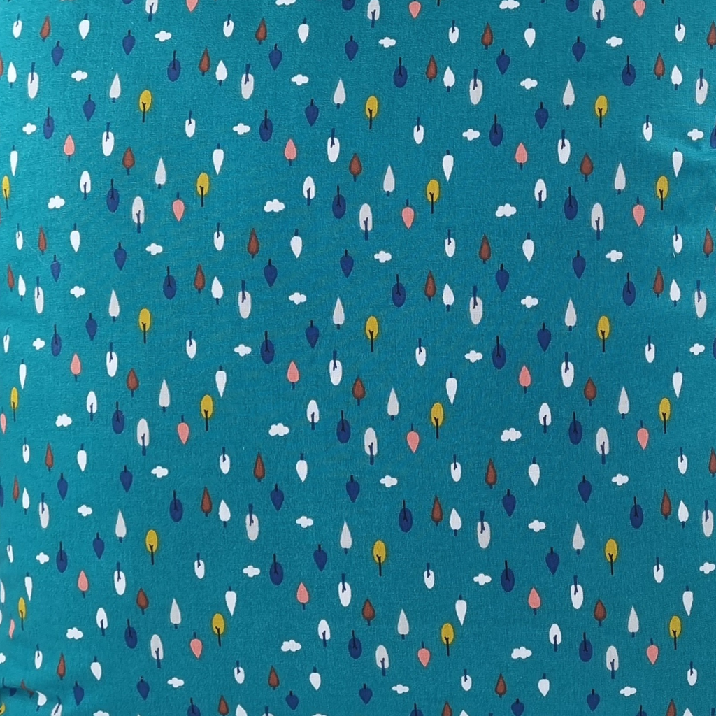 MUDELL Cushion 45x45 Cotton Blue Green with colorful leaves