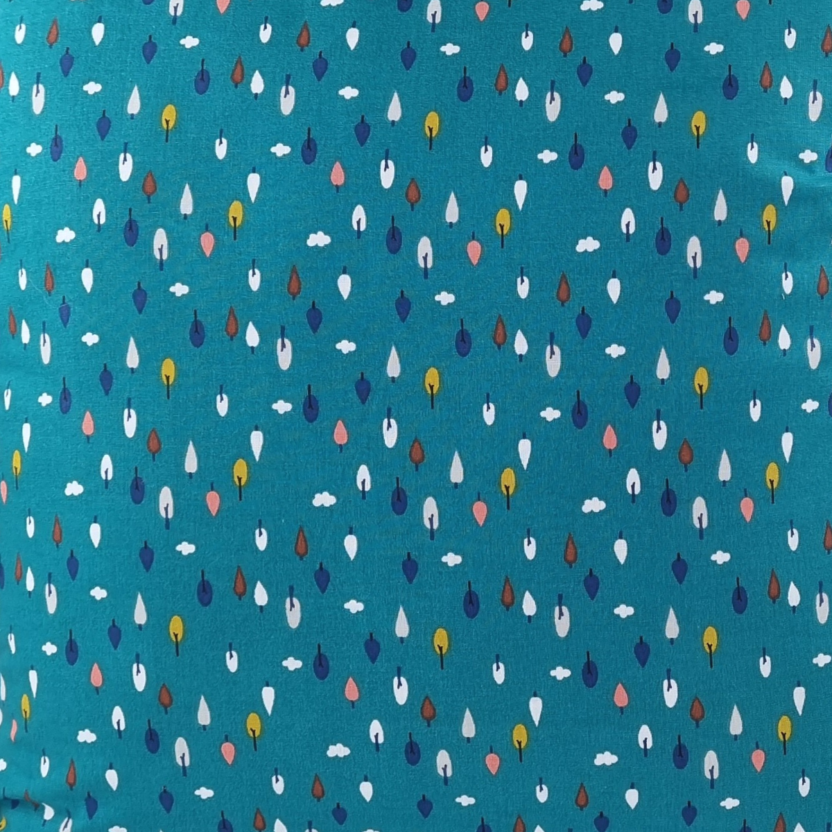 Almofada MUDELL 45x45 Algodão Azul Verde com folhas coloridas
