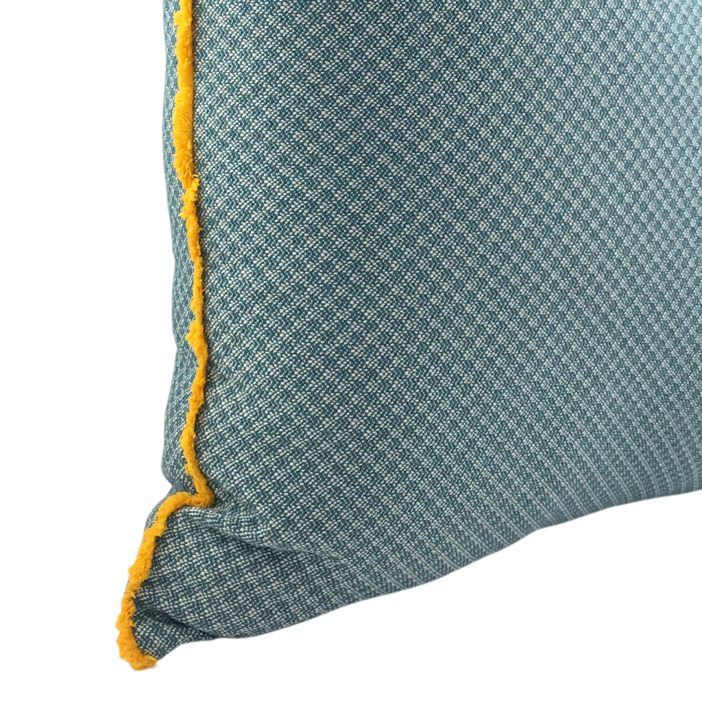 MUDELL 50x50 Cushion Blue Pattern with Yellow Fringe