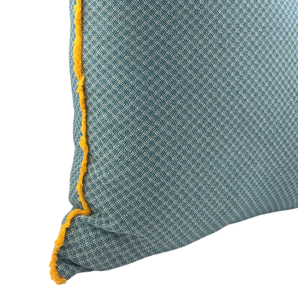 MUDELL 50x50 Cushion Blue Pattern with Yellow Fringe