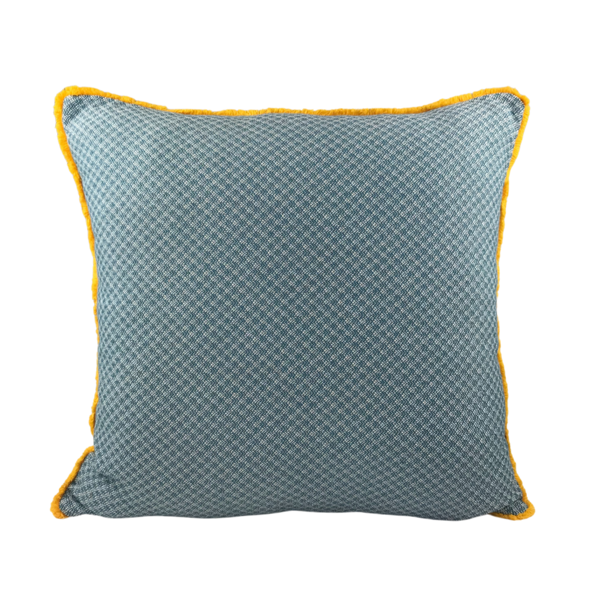 MUDELL 50x50 Cushion Blue Pattern with Yellow Fringe