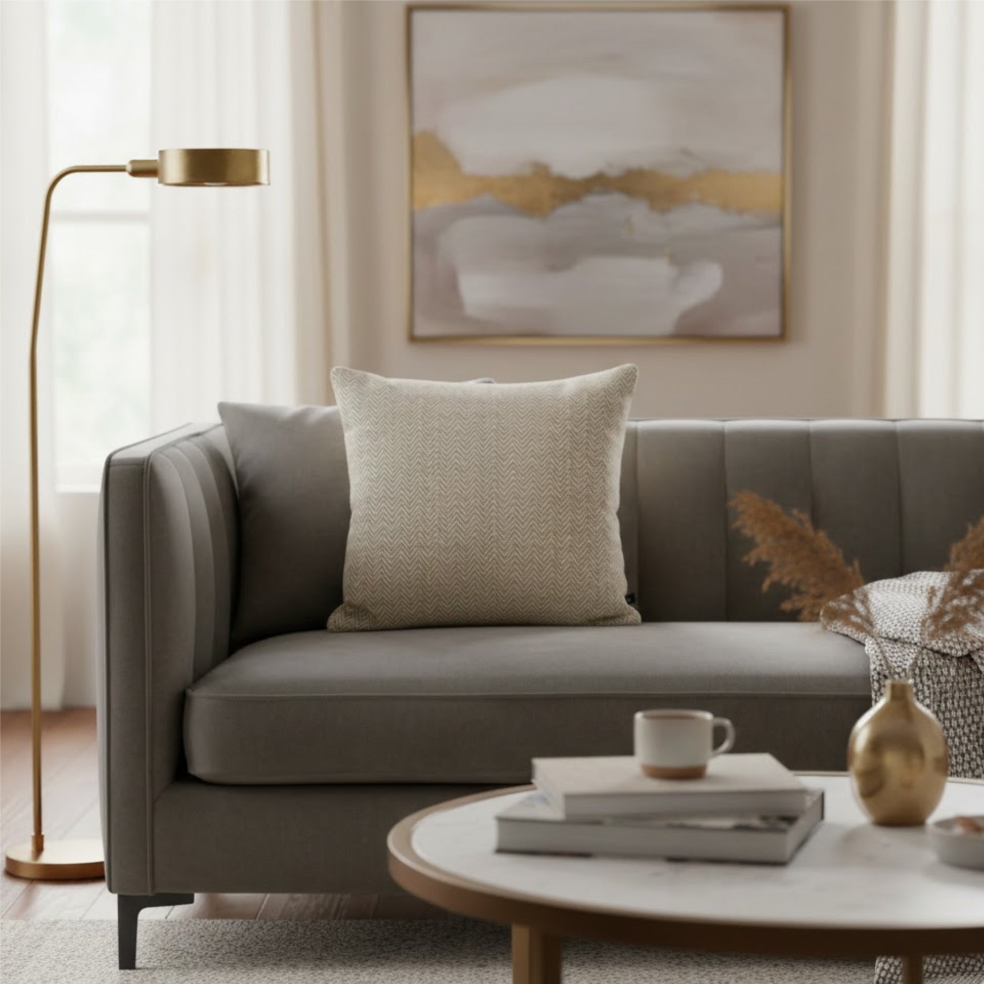 Almofada MUDELL 50x50 em tecido em espinha Bege