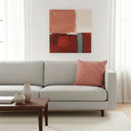 Cushion MUDELL 50x50 in red herringbone fabric