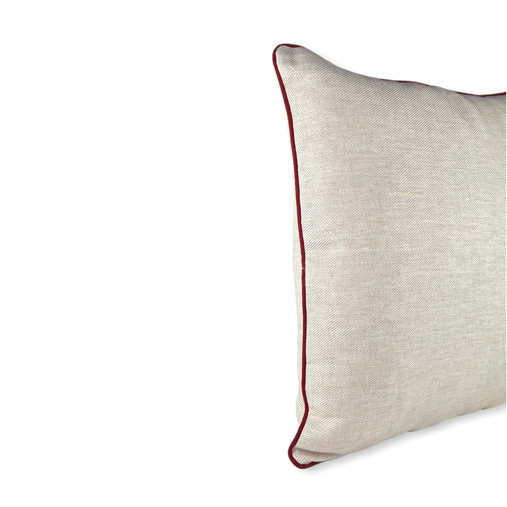 Cushion DINJA 50x50 Linen with Bordeaux Red piping