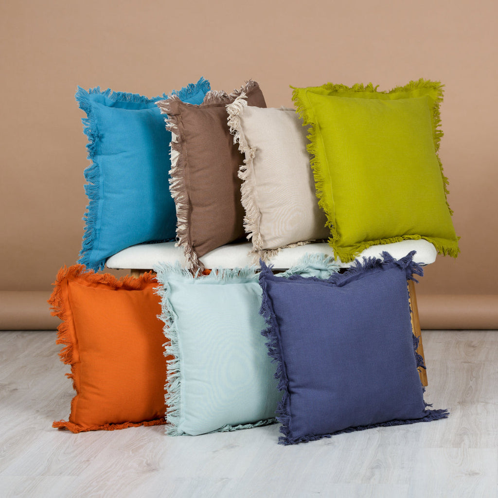 Almofada KULURI 45x45 Algodão Azul Escuro com Franja