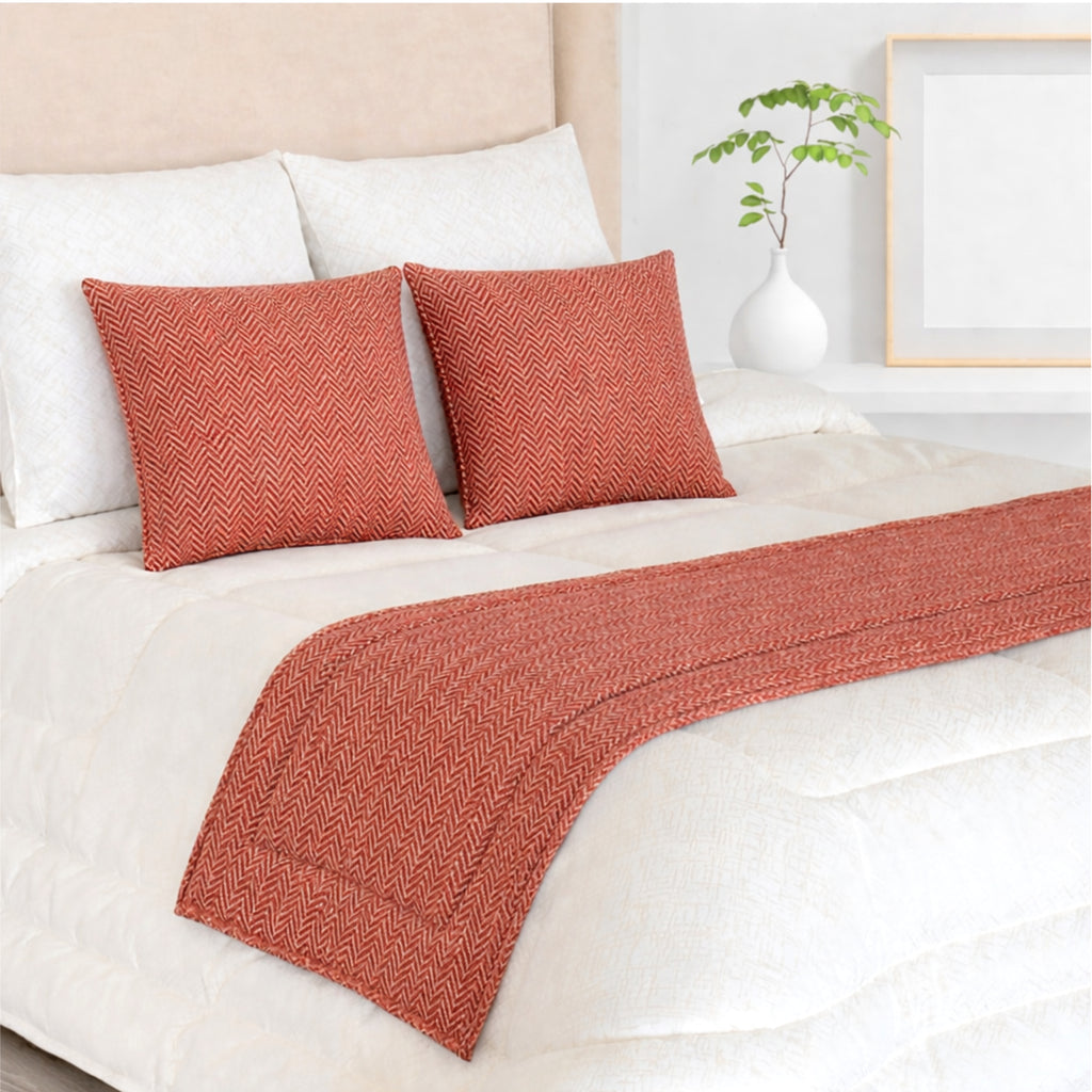 Pousa Pés MUDELL 50x240 em tecido em espinha Vermelho