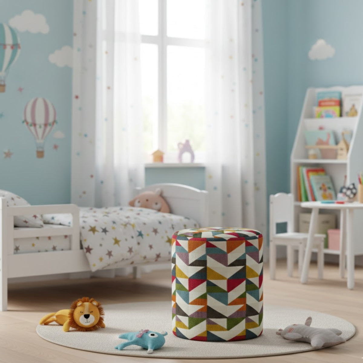 Pouf KULURI 40x35 Round in kaleidoscope fabric, various colors