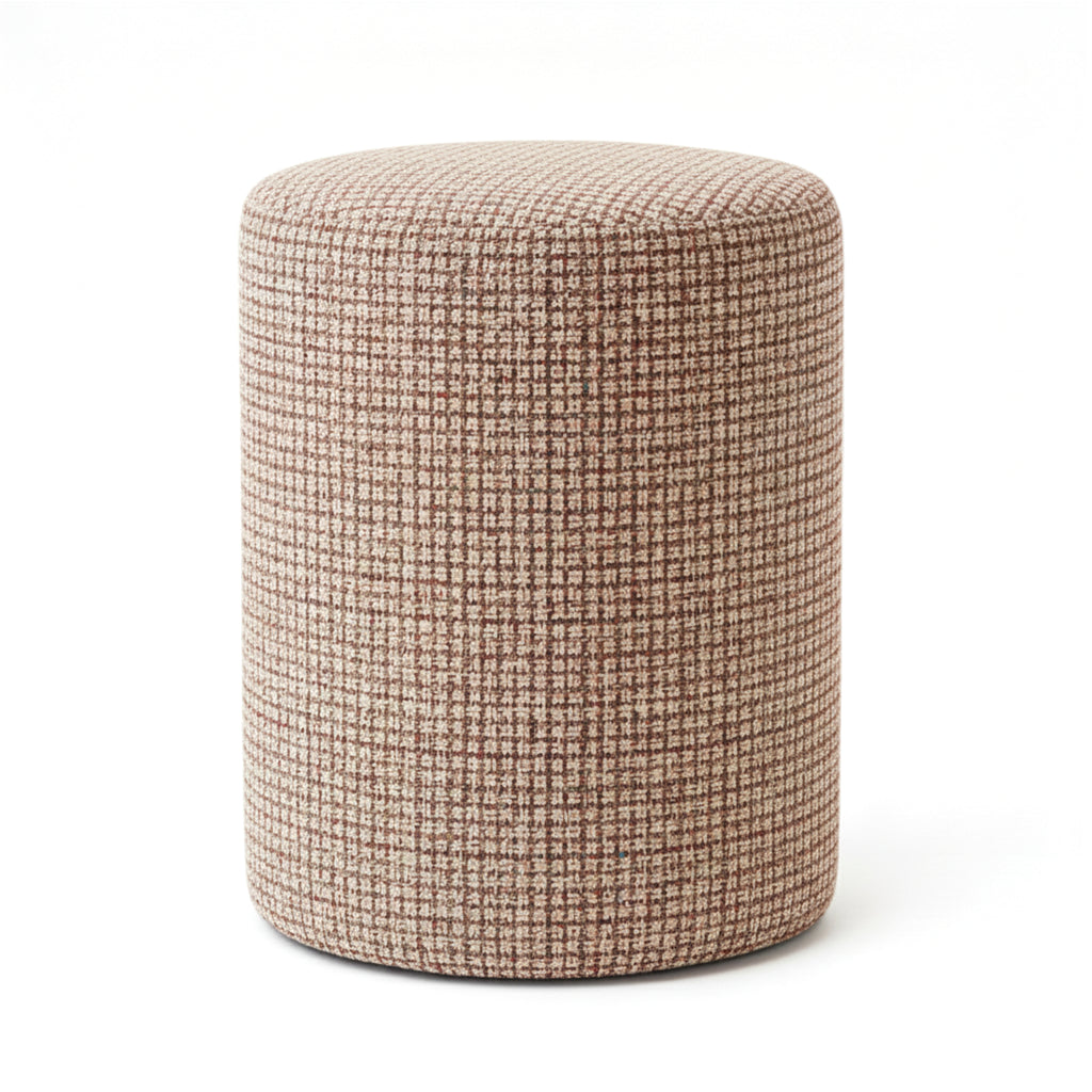 Puff GEWA 40x35 redondo em tecido quadrados Azul, Laranja e Bege